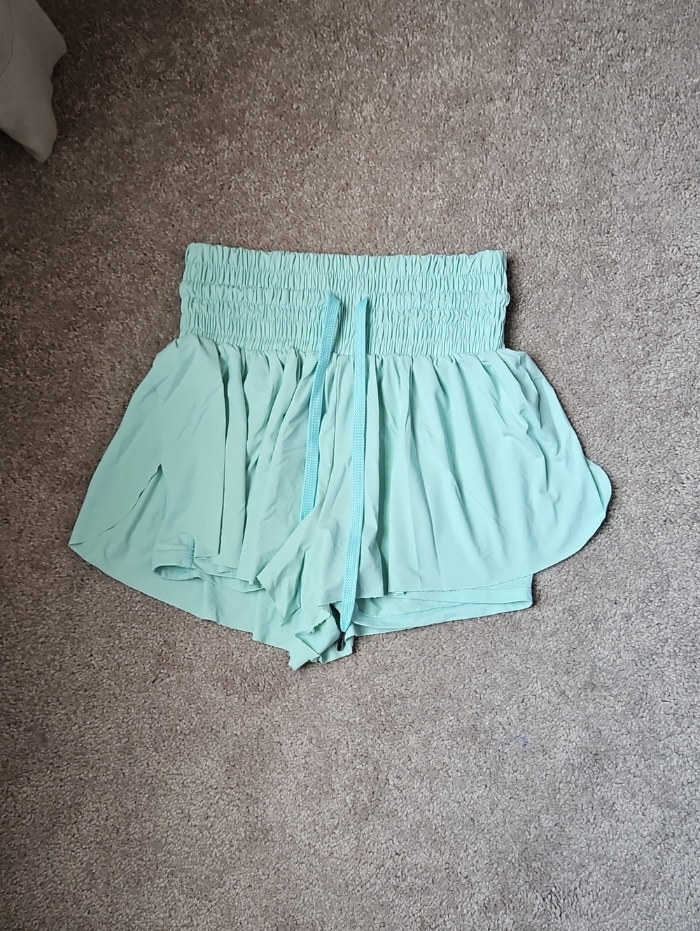 Women’s Smocked Waist Mint Green Butterfly Shorts